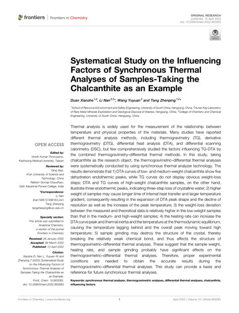 Synchronous Thermal Analyze trading|Systematical Study on the Influencing Factors of .